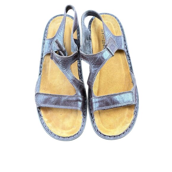 Naot Womens L9 Brown Leather Sandals Size 40 Made In Israel - Picture 4 of 7